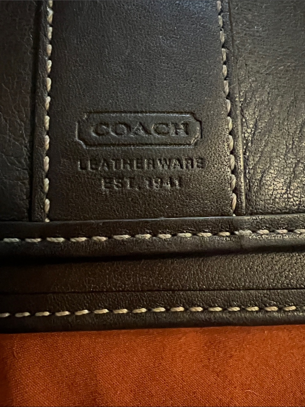 Coach Chocolate Brown Leather Key Card Wallet with Key Ring